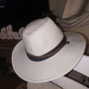 J hats SAFARI Tin Packer HAT Fishing Hiking Canvas Leather Band large